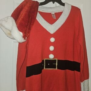 Holiday Time Red Santa Sweater Top
